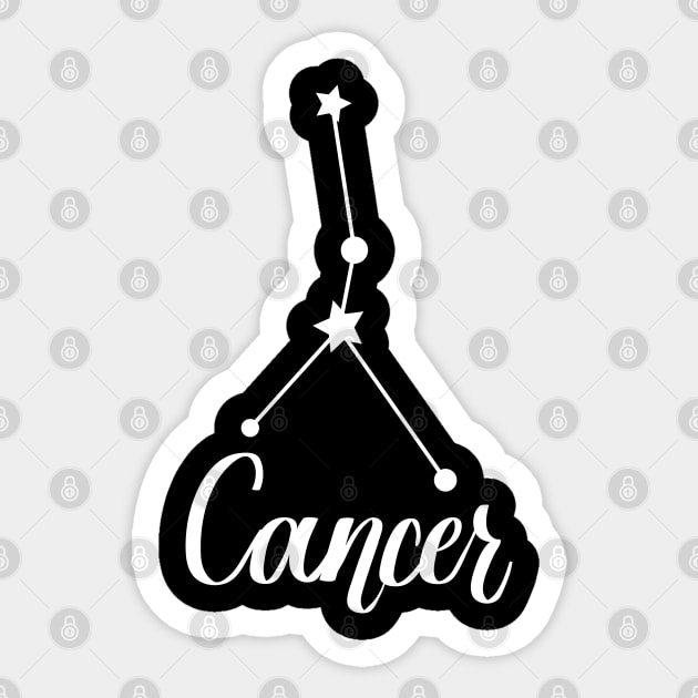 Cancer Zodiac Constellation - White Sticker by Kelly Gigi